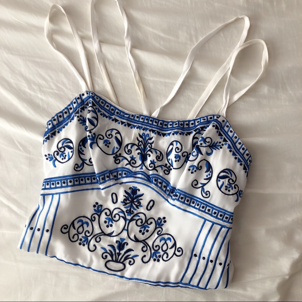 Blue embroidered top